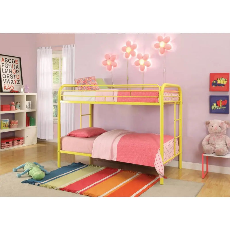 Lewis Metal Twin/Twin Bunk Bed - Yellow, Yellow iHome Studio