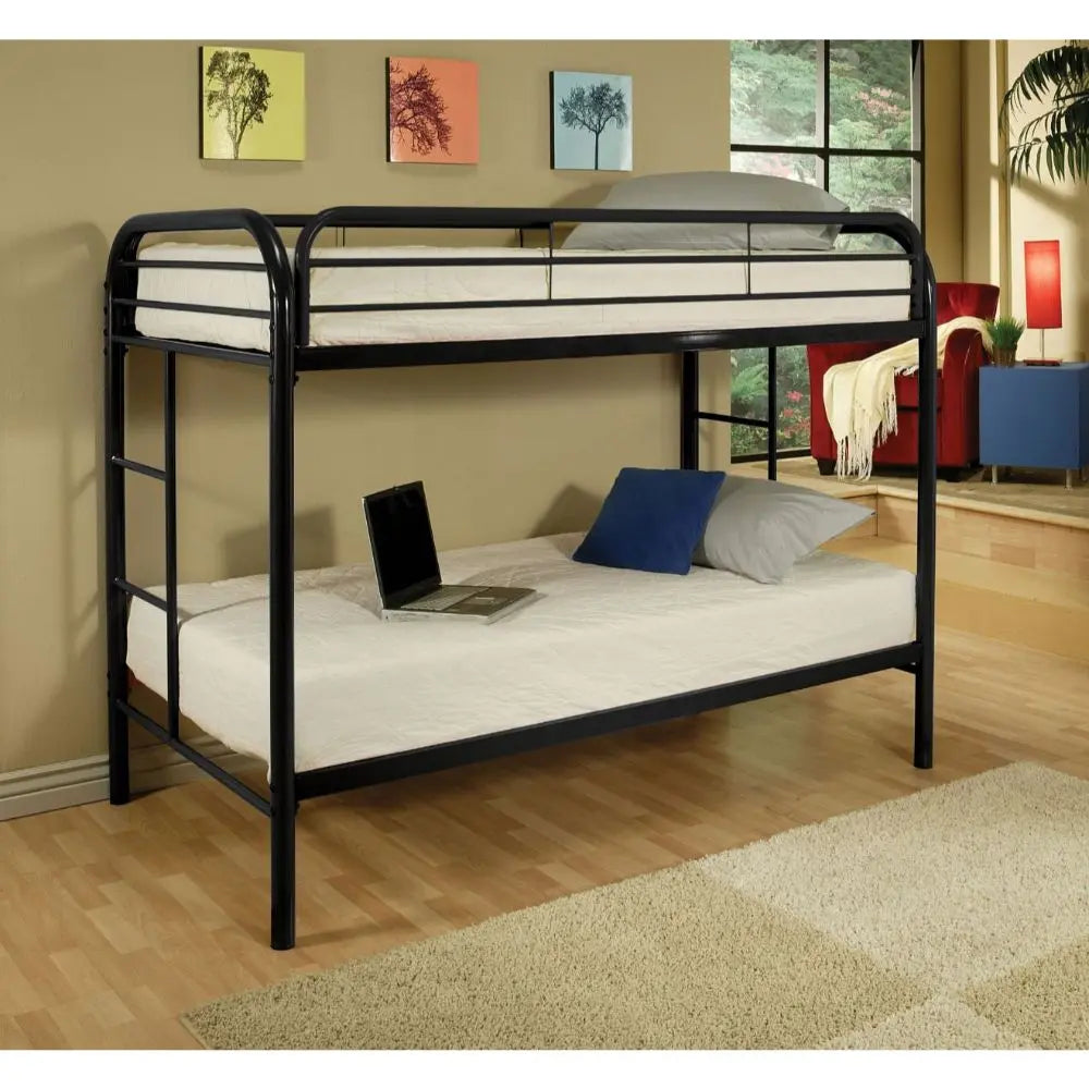 Black metal twin bunk bed hotsell