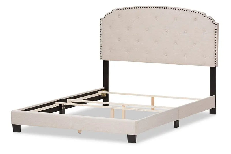 Lexi Light Beige Fabric Upholstered Box Spring Bed (Full) iHome Studio