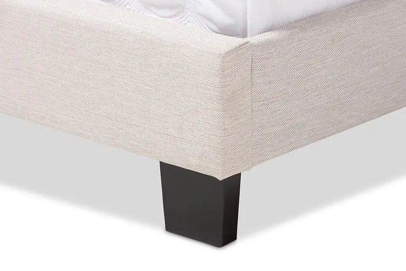 Lexi Light Beige Fabric Upholstered Box Spring Bed (King) iHome Studio