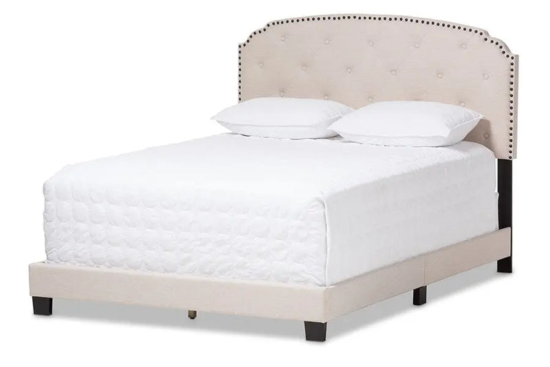 Lexi Light Beige Fabric Upholstered Box Spring Bed (Queen) iHome Studio