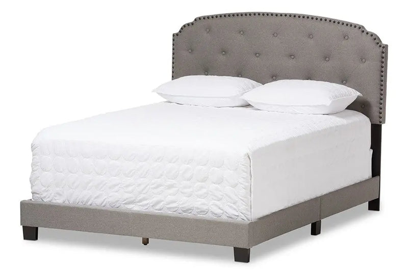 Lexi Light Grey Fabric Upholstered Box Spring Bed (Queen) iHome Studio