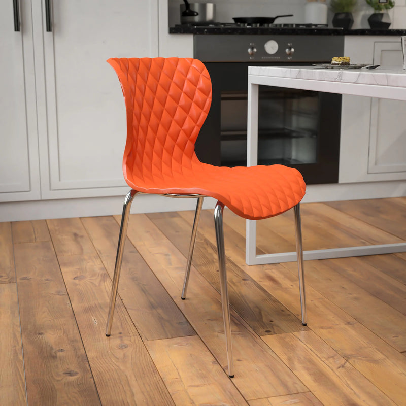 Lexington Orange Plastic Stack Chair iHome Studio