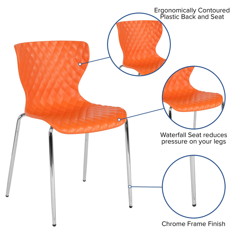 Lexington Orange Plastic Stack Chair iHome Studio