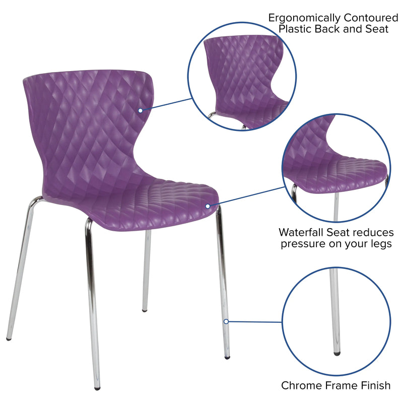Lexington Purple Plastic Stack Chair iHome Studio