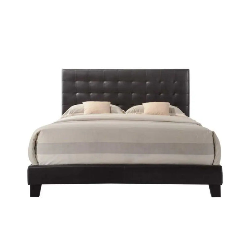 Liam Queen Bed, Espresso Faux Leather iHome Studio