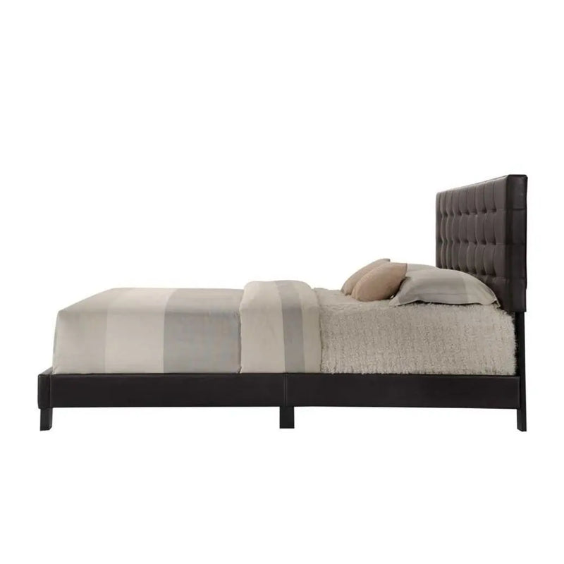 Liam Queen Bed, Espresso Faux Leather iHome Studio