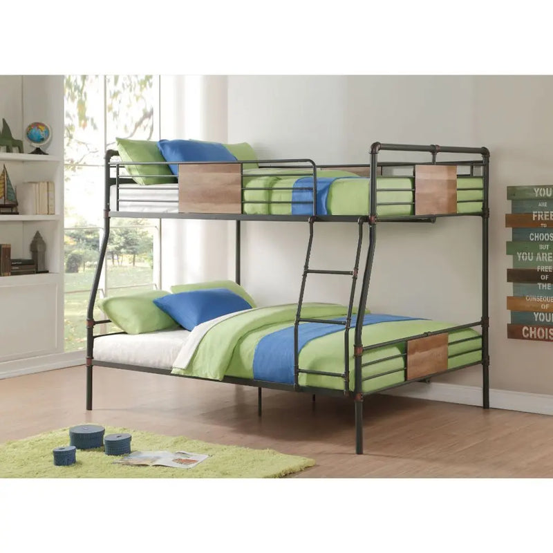 Lilah Full/Queen Bunk Bed, Black Metal Frames iHome Studio