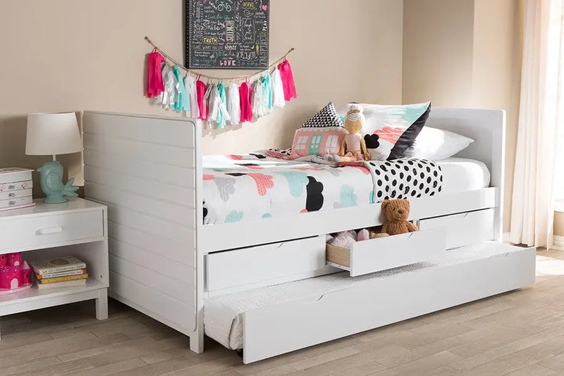 Linna White- Daybed w/Trundle (Twin) iHome Studio