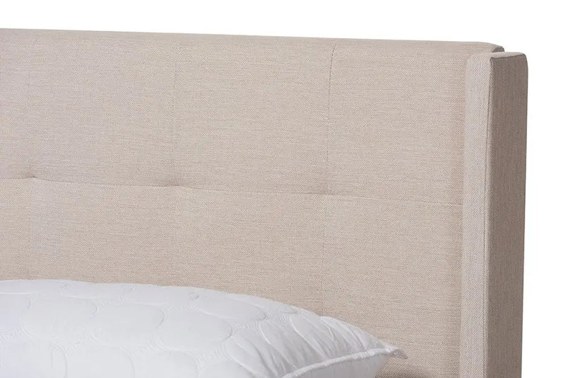 Lisette Beige Fabric Upholstered Bed (Queen) iHome Studio