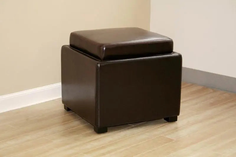 Logan Dark Brown Tate Storage Ottoman iHome Studio