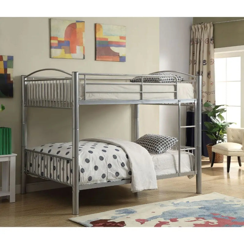 Logan Full/Full Metal Bunk Bed, Silver iHome Studio