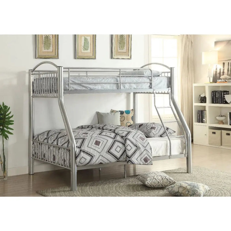 Logan Twin/Full Metal Bunk Bed, Silver iHome Studio