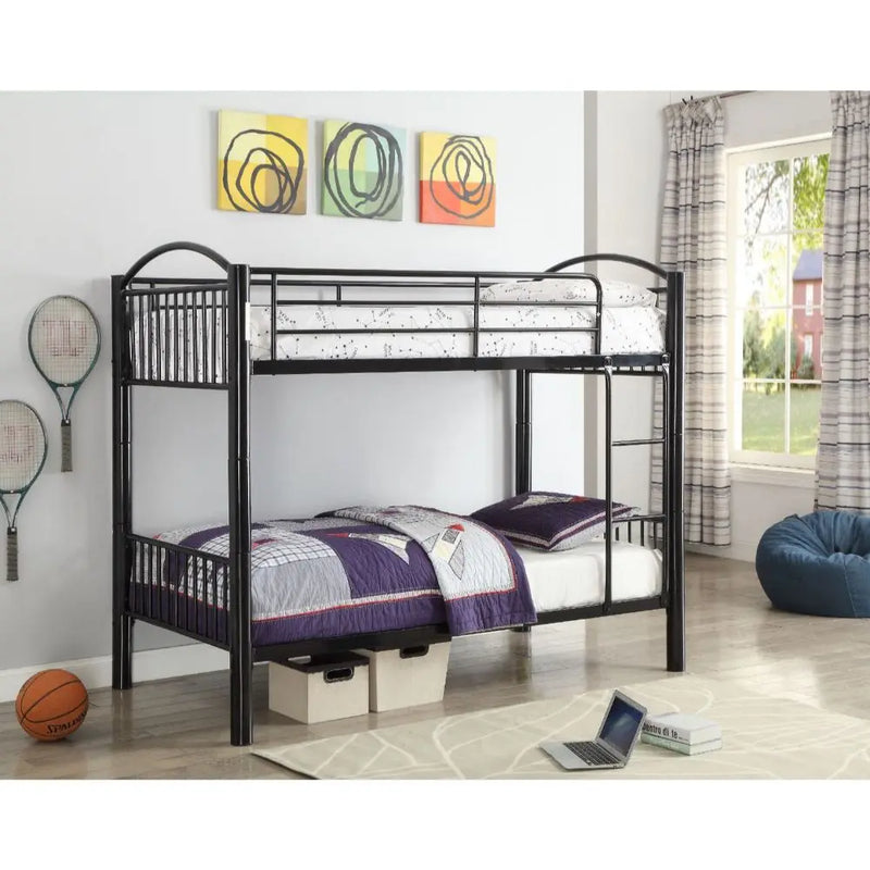 Logan Twin/Twin Metal Bunk Bed, Black iHome Studio