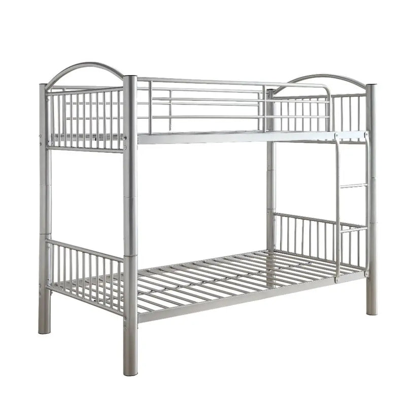 Logan Twin/Twin Metal Bunk Bed, Silver iHome Studio