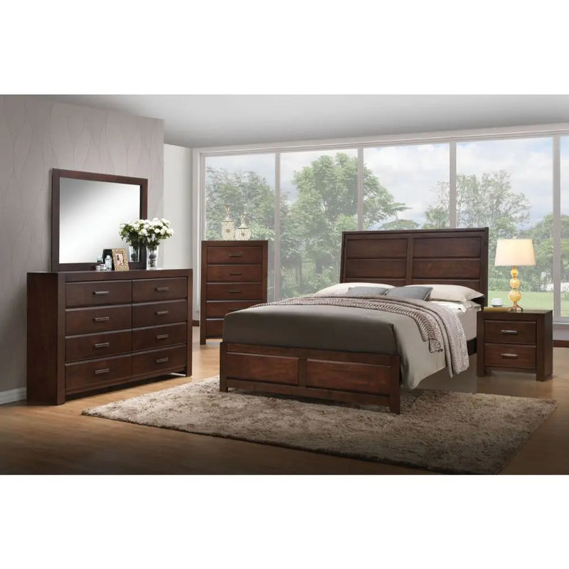 Lorenzo King Bed w/Raised Panel Headboard, Walnut iHome Studio