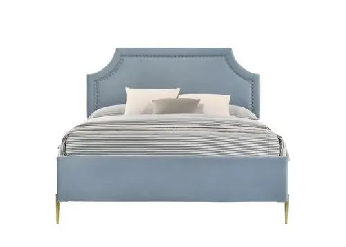 Luca King Bed, Light Blue Velvet iHome Studio