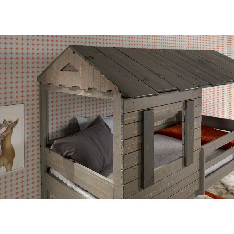 Luciana Play Style Twin/Twin Bunk Bed, Rustic Gray iHome Studio