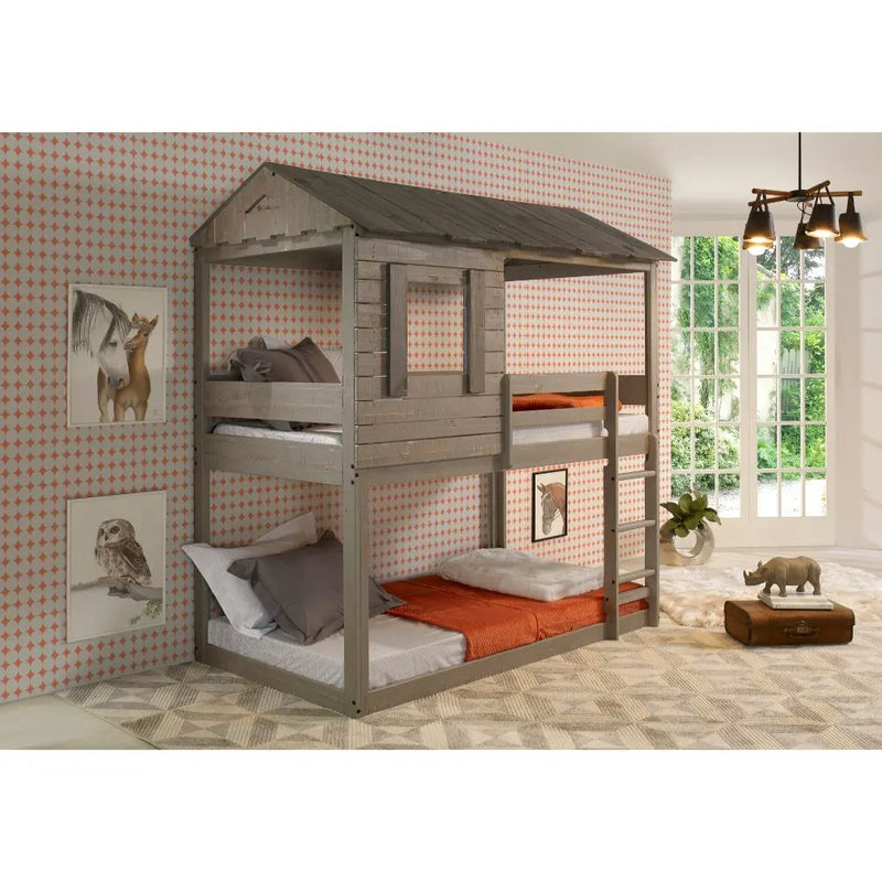 Luciana Play Style Twin/Twin Bunk Bed, Rustic Gray iHome Studio