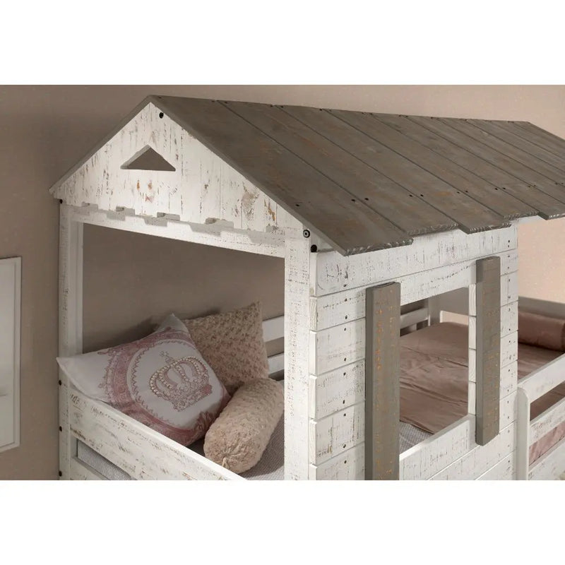 Luciana Play Style Twin/Twin Bunk Bed, Rustic White iHome Studio