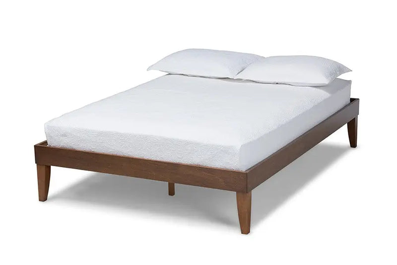 Lucina Walnut Brown Platform Bed Frame (Queen) iHome Studio