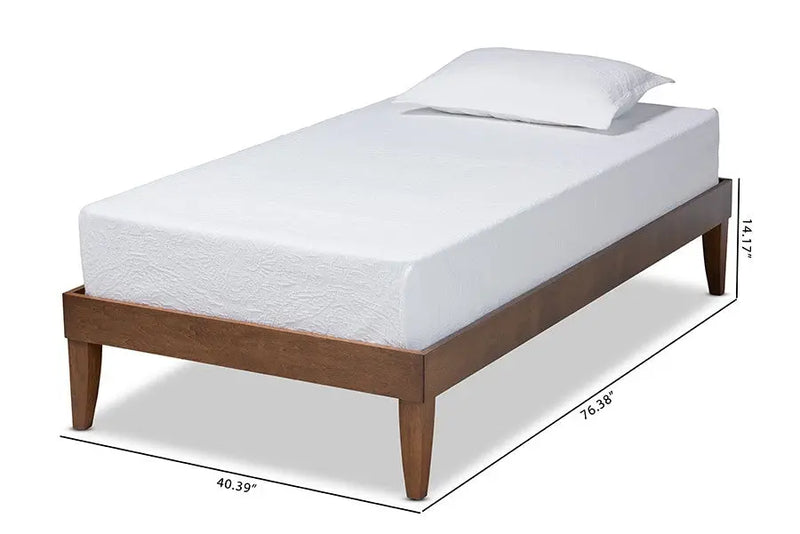 Lucina Walnut Brown Platform Bed Frame (Twin) iHome Studio