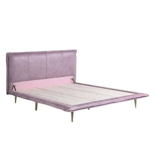 Luke Industrial King Bed, Pink Top Grain Leather iHome Studio