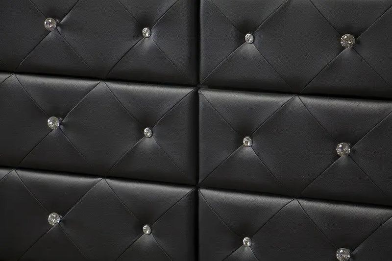Luminescence Black Faux Leather Upholstered Dresser iHome Studio