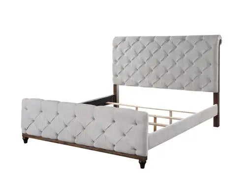 Lydia California King Bed w/Buttonless Tufting Headboard and Footboard - Gray iHome Studio