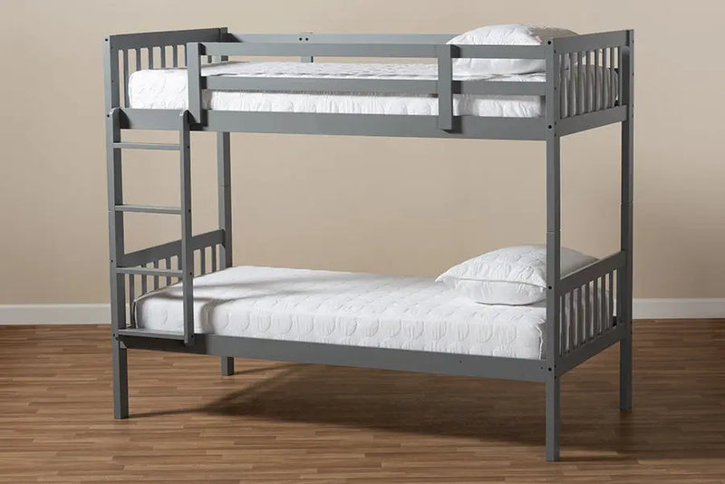 Madelyn Gray Wood Bunk Bed (Twin) iHome Studio