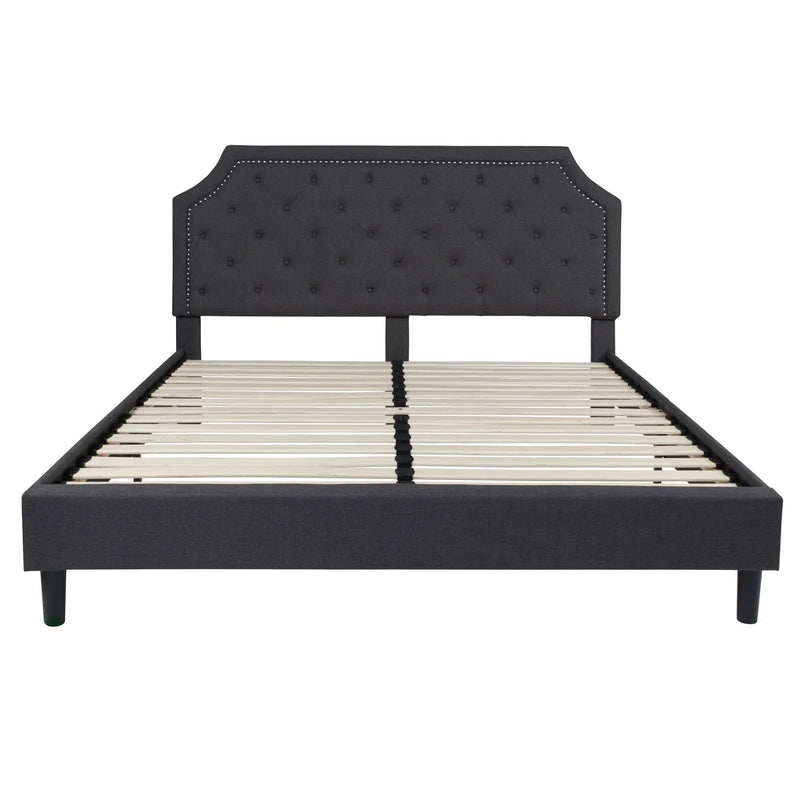 Madelyn Tufted Upholstered Platform Bed, Dark Gray (King) iHome Studio