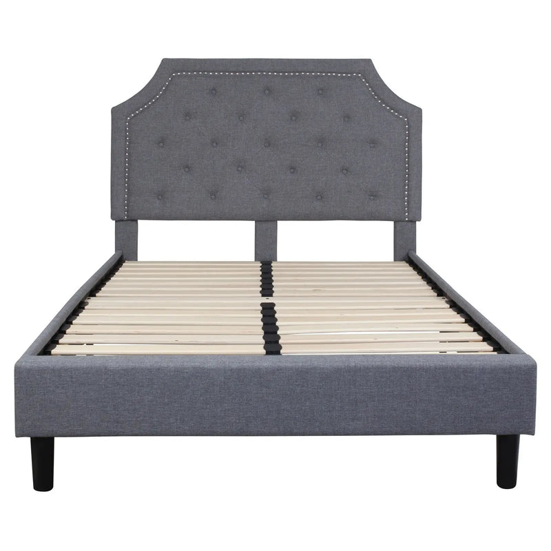 Madelyn Tufted Upholstered Platform Bed, Light Gray (Full) iHome Studio