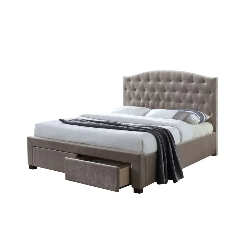 Malani King Bed w/Drawer, Mink Fabric iHome Studio