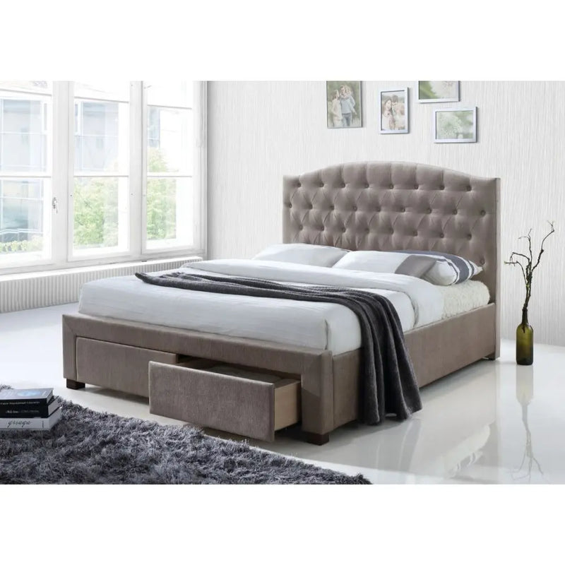 Malani King Bed w/Drawer, Mink Fabric iHome Studio