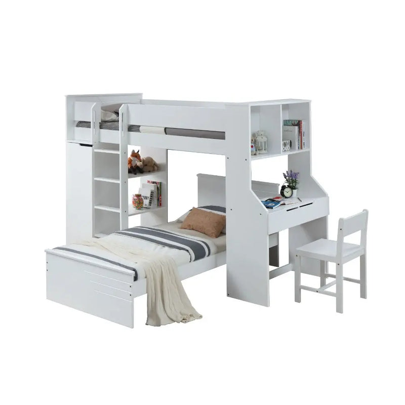 Malcolm Twin Loft Bed, White iHome Studio