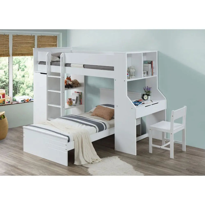 Malcolm Twin Loft Bed, White iHome Studio