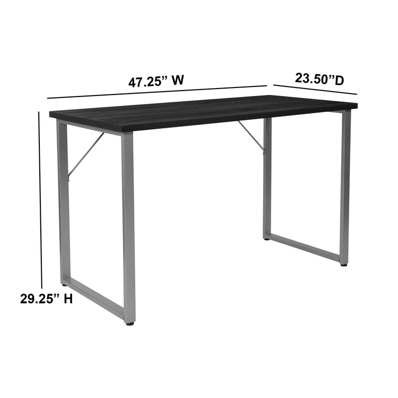 Malcom Black Finish Computer Desk w/Silver Metal Frame iHome Studio
