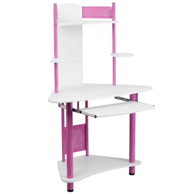 Malcom Pink Corner Computer Desk w/Hutch iHome Studio