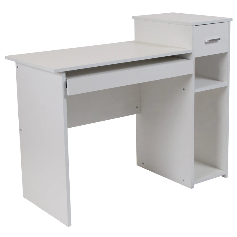 Malcom White Computer Desk w/Shelves and Drawer iHome Studio