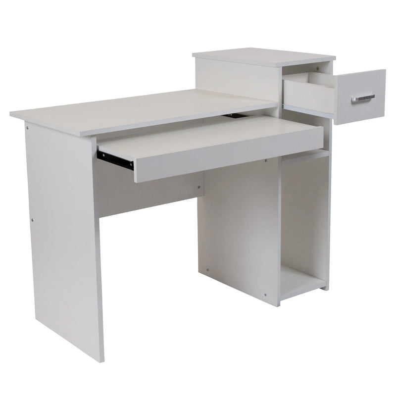Malcom White Computer Desk w/Shelves and Drawer iHome Studio