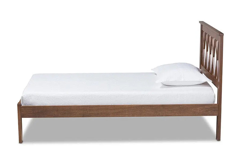 Malene Walnut Wood Platform Bed (Twin) iHome Studio