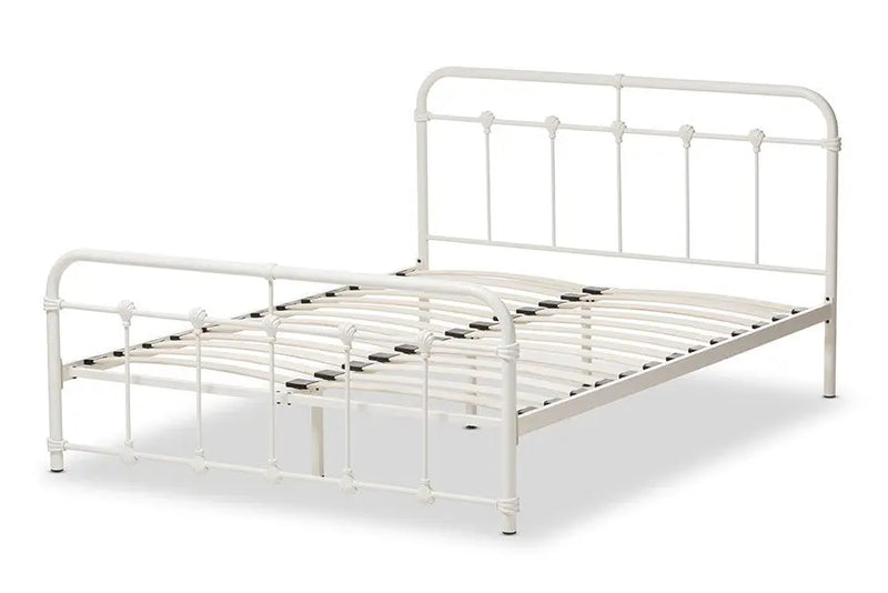 Mandy Antique White Finished Metal Platform Bed (Full) iHome Studio