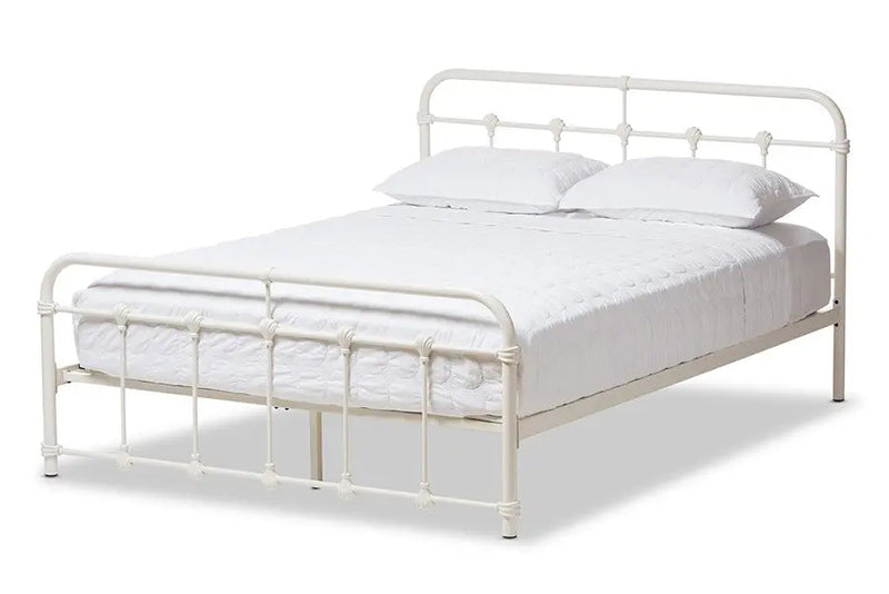 Mandy Antique White Finished Metal Platform Bed (Full) iHome Studio