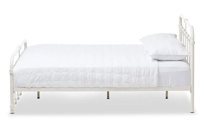 Mandy Antique White Finished Metal Platform Bed (Full) iHome Studio