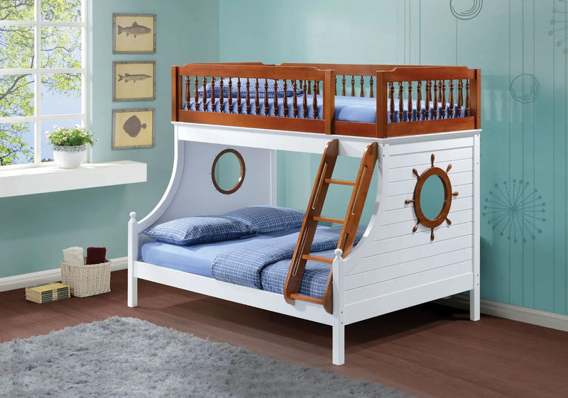 Mara Sailor Twin/Full Bunk Bed, Oak & White iHome Studio