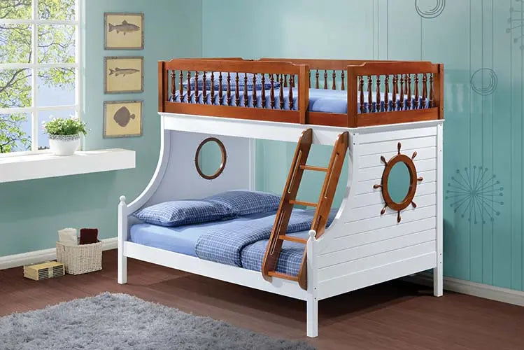 Mara Sailor Twin/Full Bunk Bed, Oak & White iHome Studio