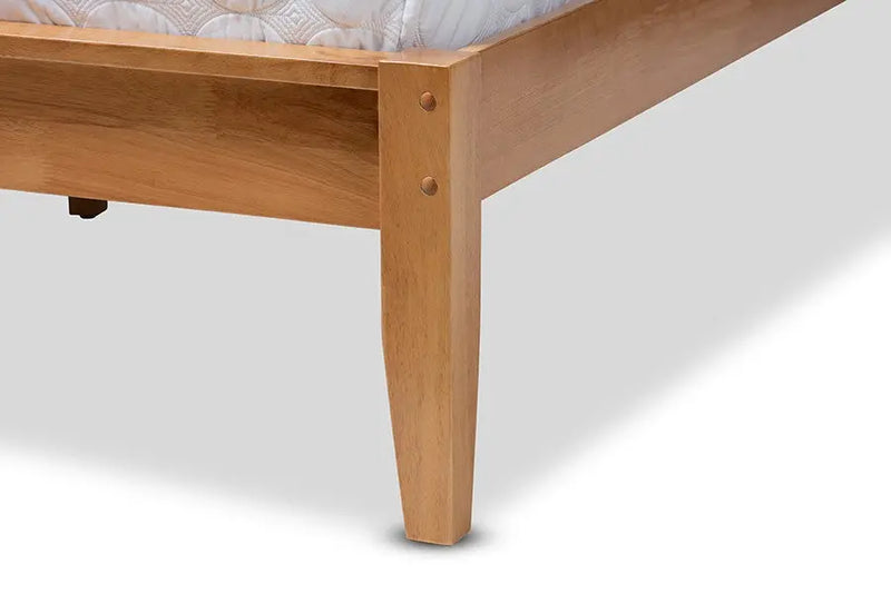 Marana Natural Oak , Pine Wood Platform Bed (Full) iHome Studio