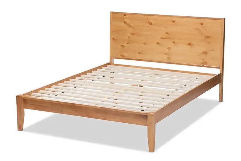 Marana Natural Oak , Pine Wood Platform Bed (King) iHome Studio