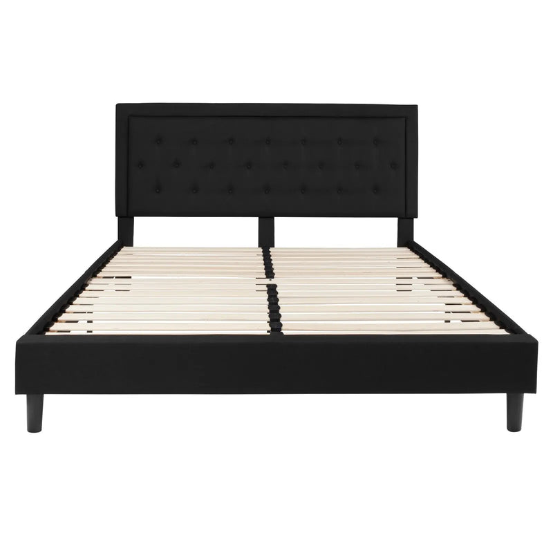 Marcelia Tufted Upholstered Platform Bed, Black (King) iHome Studio