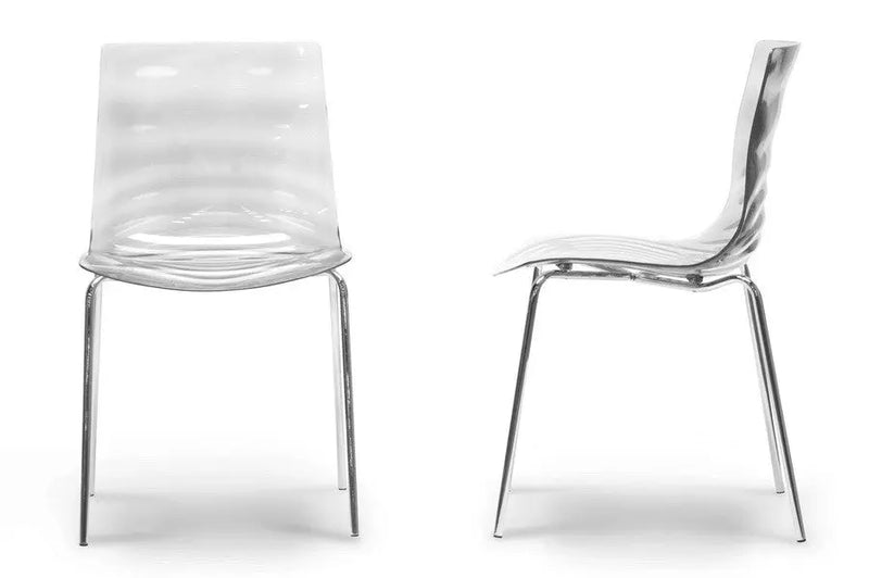 Marisse Clear Plastic Modern Dining Chair - 2pcs iHome Studio